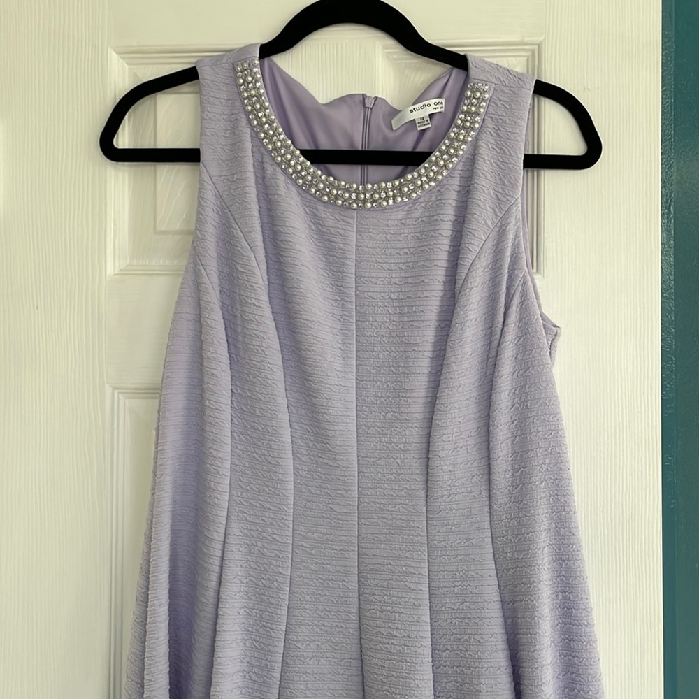 Women’s fit and flare cocktail dress pearl neck line